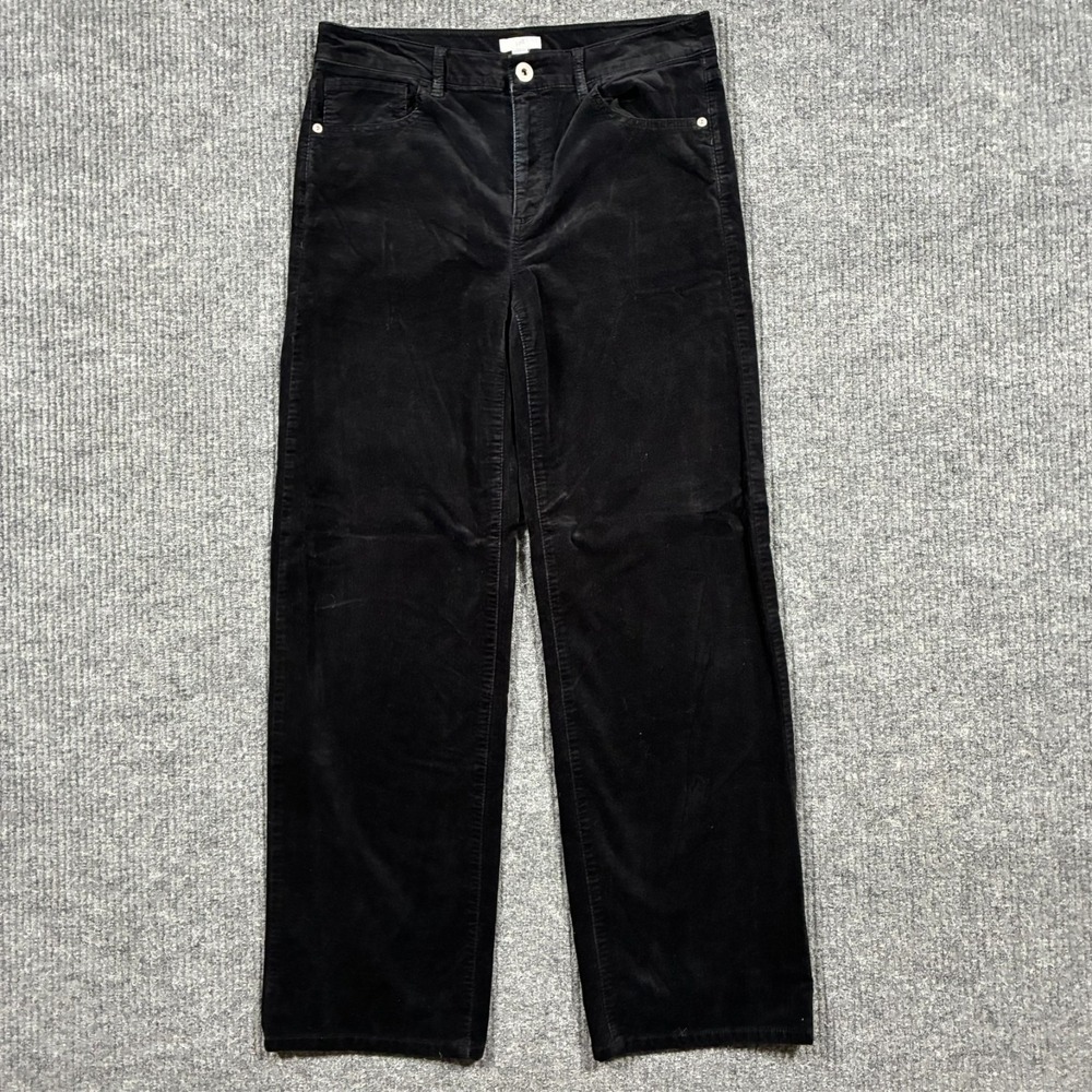 J.Jill Womens Black Velvet Straight Pants Size 8 Soft Stretch Casual Mid Rise